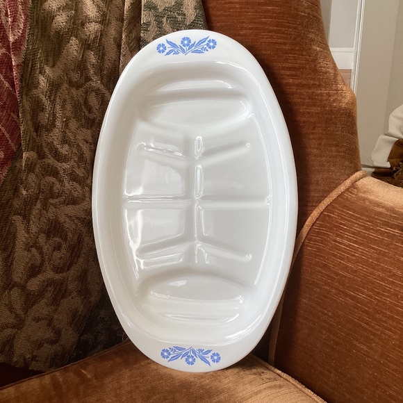 VINTAGE CORNING WARE BLUE CORNFLOWER 10 X16 OVAL MEAT SERVING PLATTER P-19 NWT - Picture 1 of 7